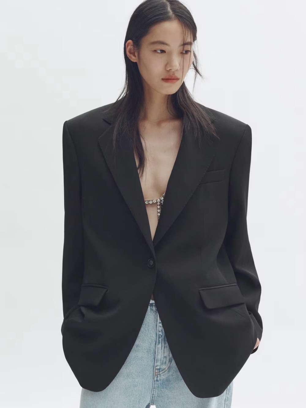 Stella McCartney Black Oversized Single-Button Blazer